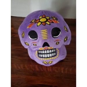 Day Of The Dead Skull Plush Purple Embroidered Raw Pal Stuffed Animal Toy